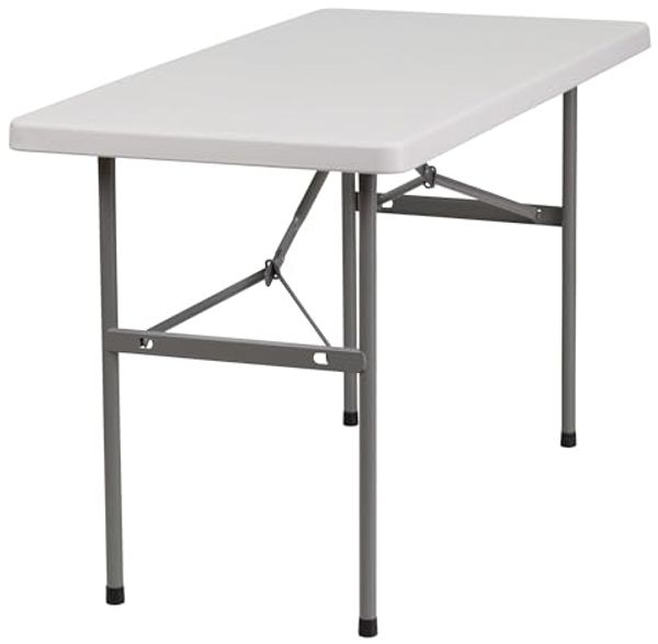 Flash Furniture Kathryn Klapptisch, 122 cm, Granit, Kunststoff, Weiß