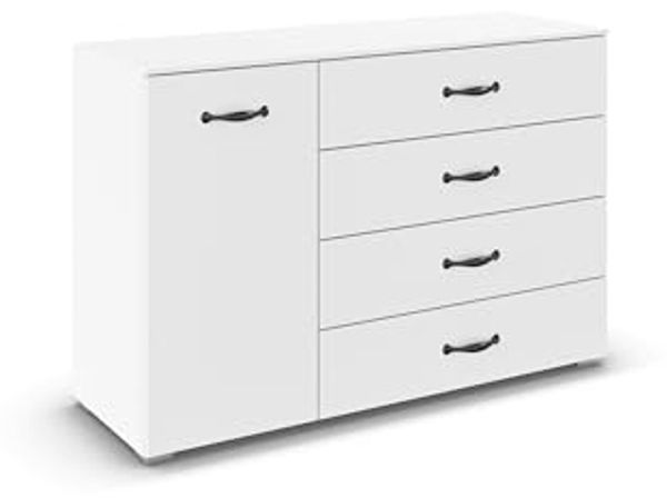 rauch Aditio Box, Kommode, 1-türig, 4 Schubladen, mit Softclose-Funktion, Farbe Weiß, BxHxT 120x81x42cm