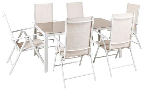 Gartentisch Set CATANIA Metall 160x91x71 cm Beige