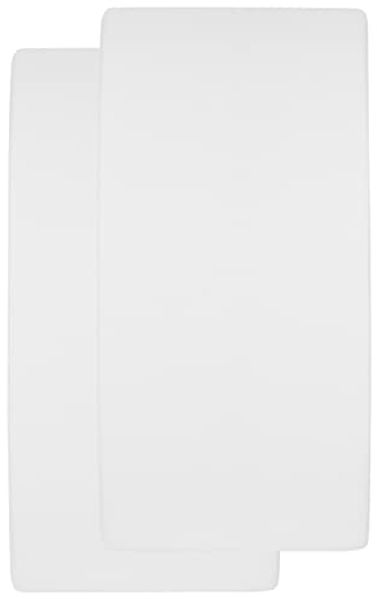 Meyco Baby Uni Molton Stretch Spannbettlaken 2er Pack für das Kinderbett (wasserdichter Matratzenschoner, extra elastisch und atmungsaktiv, Bettauflage aus 80% Baumwolle, Maße: 70x140 cm), Weiß Bild 2