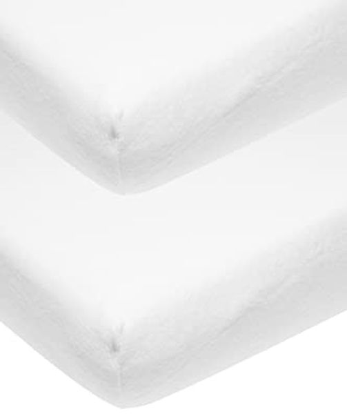 Meyco Baby Uni Molton Stretch Spannbettlaken 2er Pack für das Kinderbett (wasserdichter Matratzenschoner, extra elastisch und atmungsaktiv, Bettauflage aus 80% Baumwolle, Maße: 70x140 cm), Weiß