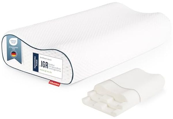 Blumtal Nackenstützkissen Orthopädisch aus Memory Foam, Ohne Plattliegen für Seitenschläfer, Bauchschläfer & Rückenschläfer, Anti-Schnarch-Kissen, ergonomisches Kissen mit individueller Höhenanpassung
