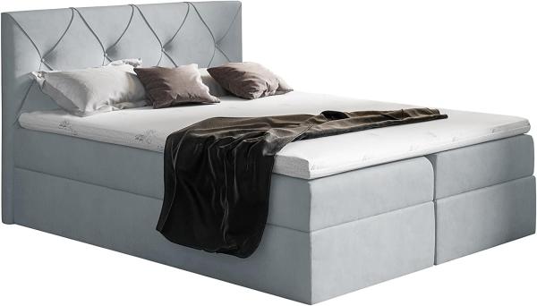 99rooms Arian Boxspringbett Velours 160 x 200 cm Silber