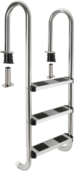 Arebos Poolleiter Edelstahl, inkl. Kunststoffbolzen, Flanschrohr und Montagematerial (Packung), 3 Stufig