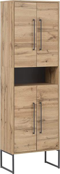 Schildmeyer Limmo Hochschrank 701681, Holzwerkstoff, Eiche Landhaus Dekor, 57,1 x 33,1 x 184,8 cm