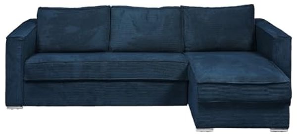 Vente-unique - LORETO Sofa SamtStoff Blau - B 223 cm152 cm x H 90 cm x L 298 cm Bild 2