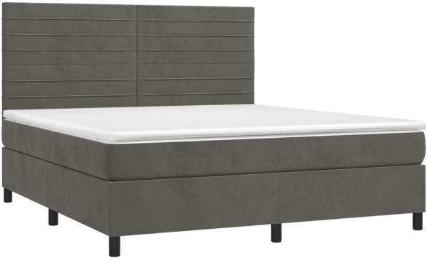 vidaXL Boxspringbett mit Matratze & LED Dunkelgrau 160x200 cm Samt 3136192