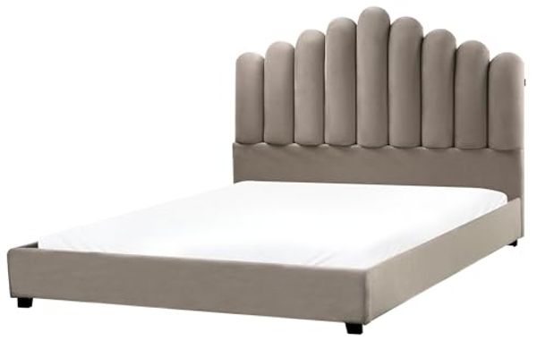 Wasserbett Samtstoff VINCENNES 160 x 200 cm Taupe