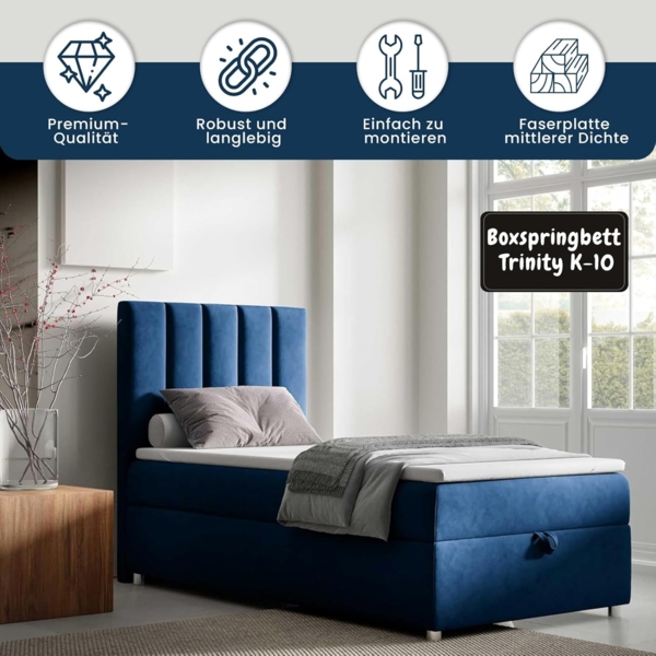 Best for Home Boxspringbett Trinity K-10 single bed with mattress & bed drawer in 4 sizes, elegant Bild 2