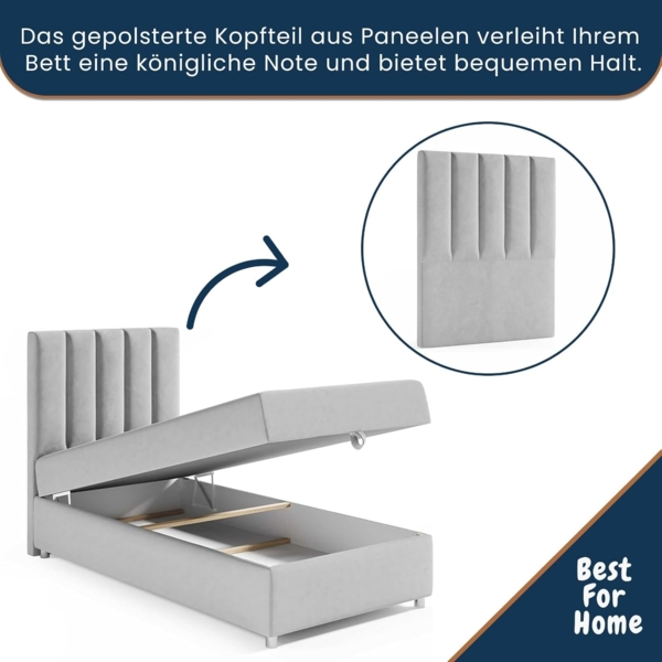 Best for Home Boxspringbett Trinity K-10 single bed with mattress & bed drawer in 4 sizes, elegant Bild 5