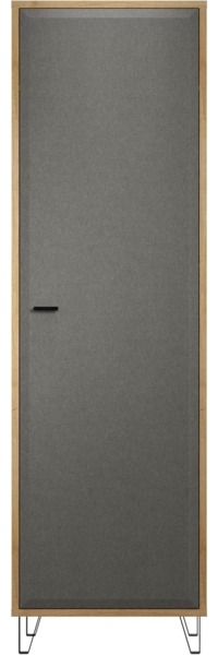 Garderobenschrank Blanshe in Filz grau und Eiche Schuhschrank 60 x 200 cm