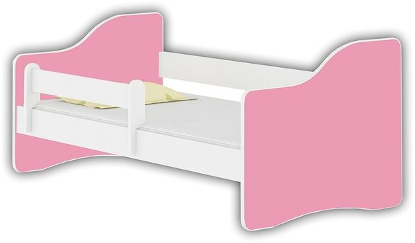 Jugendbett Kinderbett mit einer Schublade mit Rausfallschutz und Matratze Weiß ACMA HAPPY 140x70 160x80 180x80 (Rosa, 140x70 cm)