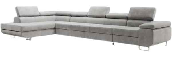 Designer Sofa Maxi mit Schlaf und Klappfunktion Hellgrau Links