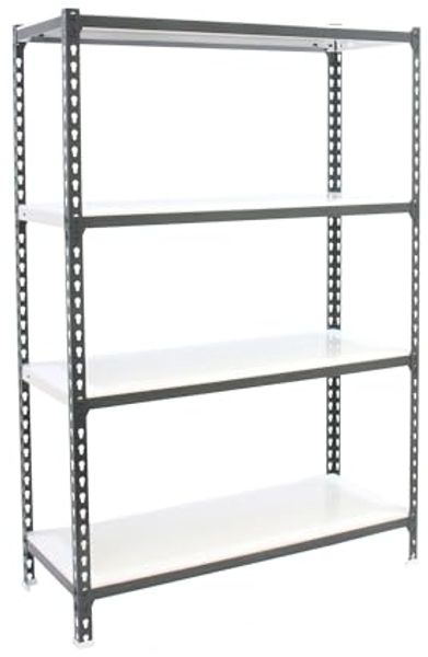 Simonrack Schwerlastregal, Lagerregal, 150 x 80 x 40 cm, Metallregal, Kellerregal, Biegestelle 180 kg, 4 Fachböden, Anthrazit/Weiss - Simonclick