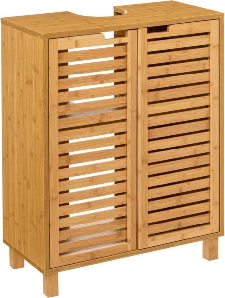 Waschbeckenunterschrank aus Bambus SICELA, natürliche Holzfarbe, 60 x 28 x 80 cm