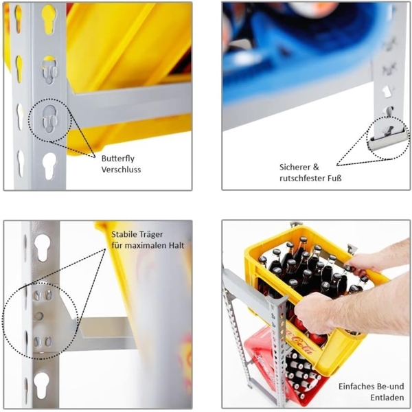 PROREGAL® Flaschenregal Getränkekistenregal Kastenegal CAMEL 2 Ebenen 100x40x30cm Grau, Robustes Getränkekistenregal für 2-6 Kisten Garage Keller Küche Bild 3