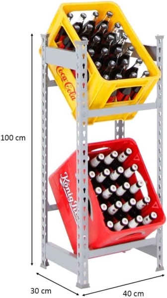 PROREGAL® Flaschenregal Getränkekistenregal Kastenegal CAMEL 2 Ebenen 100x40x30cm Grau, Robustes Getränkekistenregal für 2-6 Kisten Garage Keller Küche Bild 2