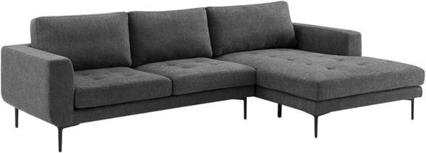 riess-ambiente Ecksofa CITY 275cm grau / schwarz, Einzelartikel 1 Teile, Wohnzimmer · Webstoff · XXL · L-Form · Couch inkl. Kissen · Design