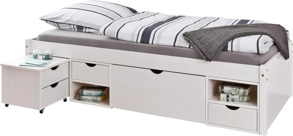 Massivholzbett Jugendbett Till 90 x 200 Kiefer weiß lackiert