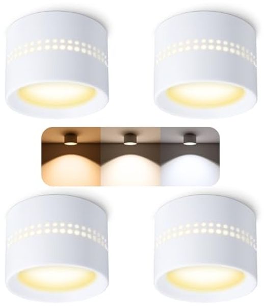 SSC-LUXon LED Aufbaustrahler ALAPI Deckenspot weiß rund mit. 6W LED dimmbar GX53 warmweiß, Warmweiß