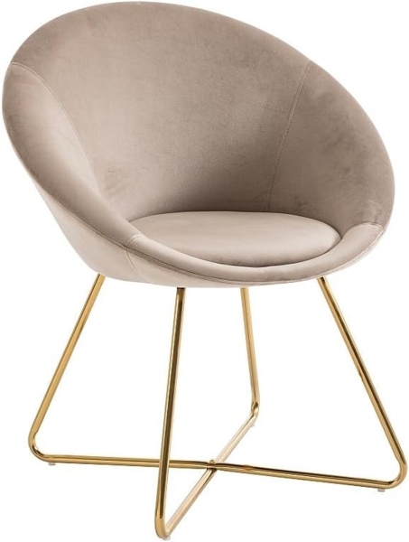 Vente-unique - Stuhl - Samt & goldfarbenes Metall - Beige - BURBAN