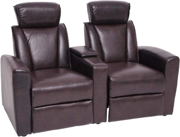 2er Kinosessel HWC-H30, Relaxsessel Fernsehsessel Zweisitzer Sofa, Staufach Soft Touch Kunstleder MVG ~ braun Bild 9