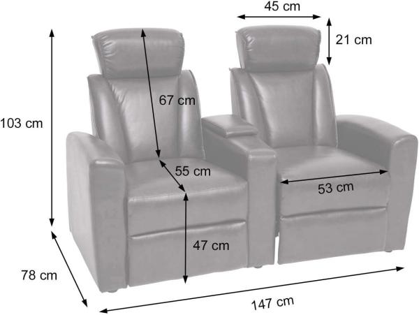 2er Kinosessel HWC-H30, Relaxsessel Fernsehsessel Zweisitzer Sofa, Staufach Soft Touch Kunstleder MVG ~ braun Bild 3