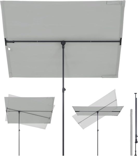 Sekey Sonnenschirm Rechteckig, 130x180 cm Sonnenschirm Balkon mit UPF50+ Sonnenschutz, ideal für Sonnenschutz und Privatsphäre auf Balkon und Terrasse Hellgrau