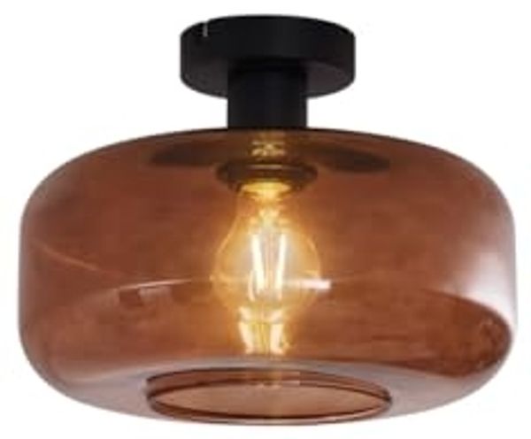 Qazqa Deckenleuchte Bizle, ohne Leuchtmittel, Extra-Warmweiß, QAZQA Deckenleuchte, e27, Schwarz, Glas, Retro
