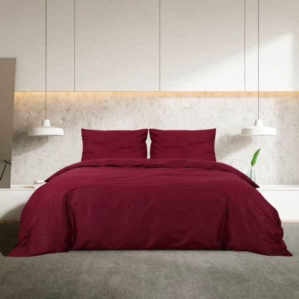 vidaXL Bettwäsche-Set Bordeauxrot 225x220 cm Baumwolle 136188 Bild 3