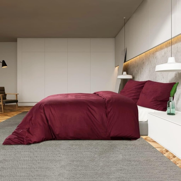 vidaXL Bettwäsche-Set Bordeauxrot 225x220 cm Baumwolle 136188 Bild 4