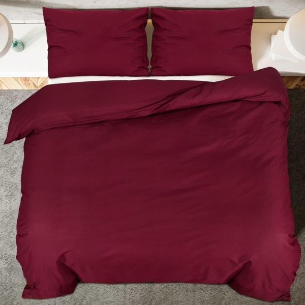 vidaXL Bettwäsche-Set Bordeauxrot 225x220 cm Baumwolle 136188 Bild 5