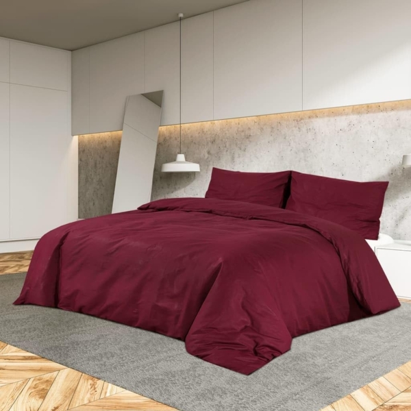 vidaXL Bettwäsche-Set Bordeauxrot 225x220 cm Baumwolle 136188 Bild 2