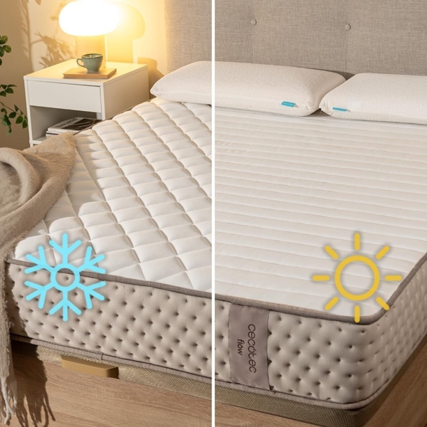 Cecotec Viskoelastische Matratze und Taschenfedern Flow 6790 Hybrid 135x180. Mehrschichtig, Höhe 26 cm, hohe Festigkeit, Unabhängigkeit Liegeflächen, Atmungsaktivität, Doppelseitigkeit Winter/Sommer Bild 7