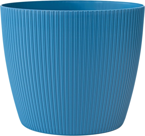 KONZEPT Blumentopf groß, gerillte Struktur 26/30cm, Übertöpfe für Zimmerpflanzen, aus Kunststoff ideal für Wohnzimmer, Küche und Balkon