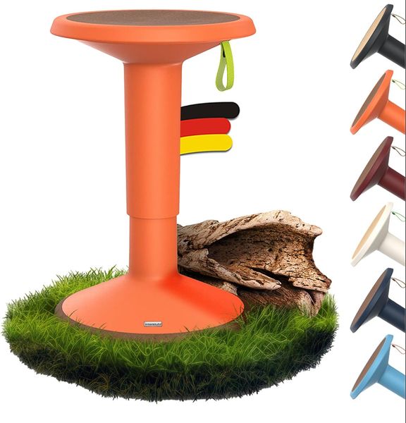 Interstuhl UPis1 - ergonomischer Sitzhocker mit Schwingeffekt - höhenverstellbar - Hocker mit rutschhemmender Standfläche & Kippschutz - Bürohocker (ECO Pastellorange, ECO UP Sitzhocker)
