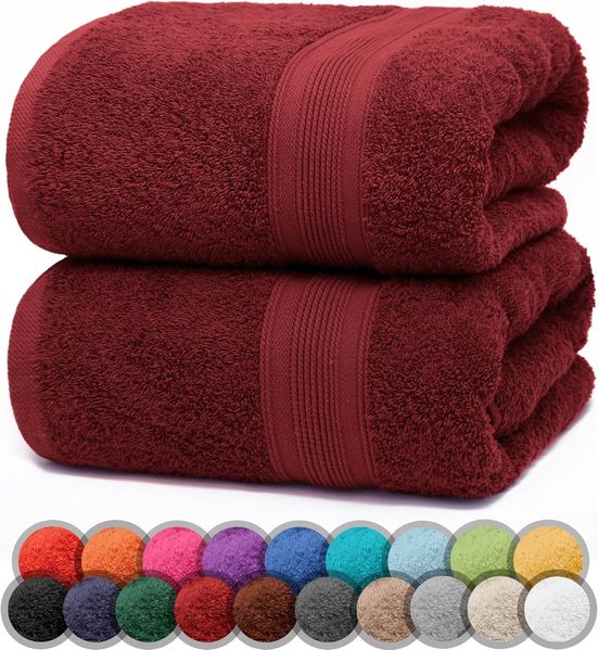 NatureMark 2er Pack DUSCHTÜCHER Premium Qualität 70x140 cm DUSCHTUCH Dusch-Handtuch Doppelpack Farbe: Bordeaux rot