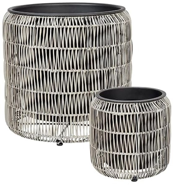 Set mit 2 Blumentöpfen BRODIEA PE Rattan 26 45 cm Hellbraun
