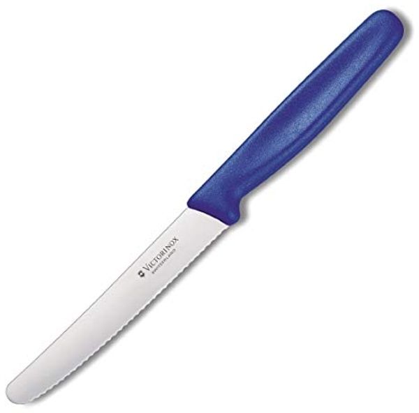 Victorinox | Tafelmesser mit Wellenschliff | Standard | scharfe Präzision | blauer Griff | 11 cm | ideal für Tomaten & Tischgebrauch
