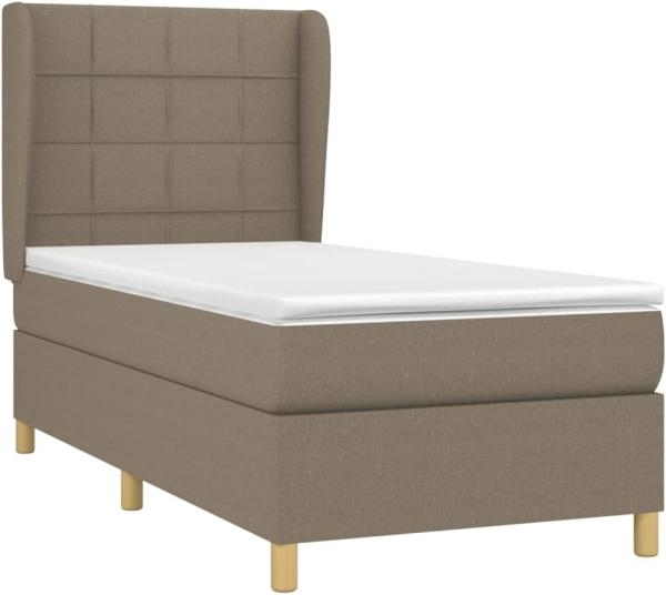 vidaXL Boxspringbett mit Matratze Taupe 90x200 cm Stoff 3128497