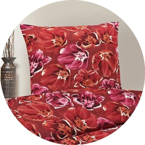 JACK Bettwäsche 135x200cm Blume Rot Pink, Microfaser, 2 teilig, tolles dezent Blumendesign mit Reißverschluss Bild 4