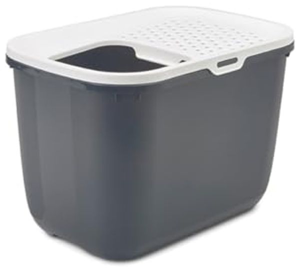Nobby Katzentoilette Hop In anthrazit-weiß 58,5 x 39 x 39,5 cm