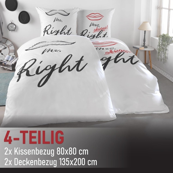 Kuscheli Partnerbettwäsche 2x 135x200 + 2x 80x80 cm atmungsaktiver Bettbezug, Partner Bettwäsche, Mikrofaser, 4 teilig, Für Allergiker geeignet, pflegeleicht, angenehm weicher Stoff Bild 2