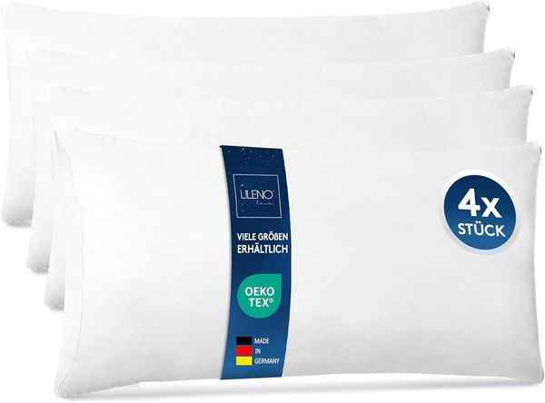 LILENO HOME 4er Set Kissenfüllung 40x80 cm - 40°C waschbares Innenkissen geeignet für Allergiker - Polyester Kisseninlet als Couchkissen, Sofa Kissen, Cocktailkissen und Kopfkissen