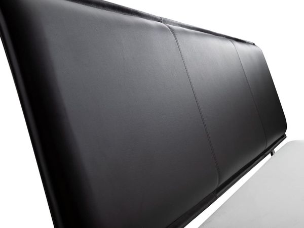 Möbel-Eins CURBY Wangenbett mit Polster-Kopfteil, Material Massivholz, rustikale Altholzoptik, Fichte gebürstet Vintage 120x200 cm Kunstleder Schwarz ohne Steppung Bild 4