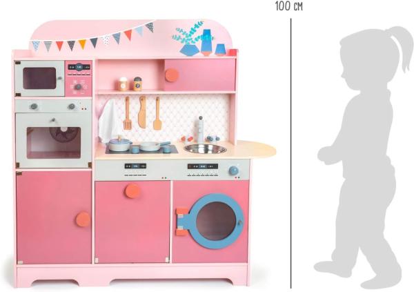 small foot 11465 Kinderküche \"Mädchentraum\" aus Holz, Multifunktionsküche in Rosatönen, mit viel Zubehör, ab 3 Jahren Bild 10