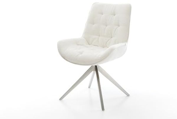 Drehstuhl Taimi-Flex Bouclé Soft Beige Kreuzgestell breit Edelstahl 360° drehbar Wippfunktion Bild 2