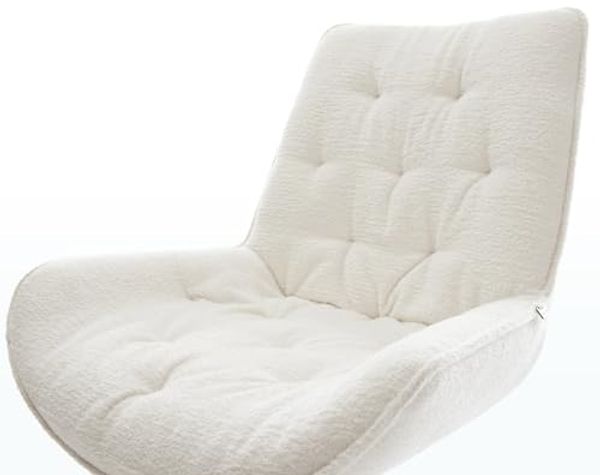 Drehstuhl Taimi-Flex Bouclé Soft Beige Kreuzgestell breit Edelstahl 360° drehbar Wippfunktion Bild 5