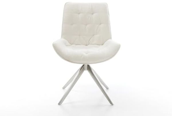 Drehstuhl Taimi-Flex Bouclé Soft Beige Kreuzgestell breit Edelstahl 360° drehbar Wippfunktion Bild 3