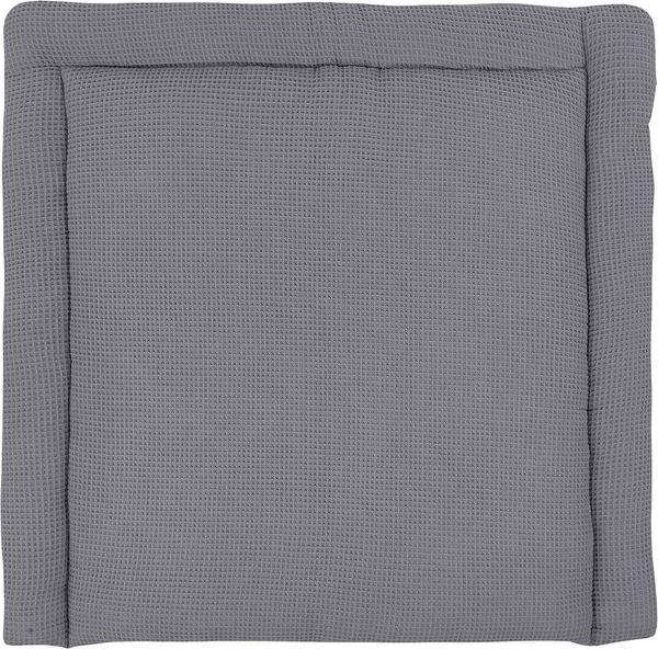 KraftKids Wickelauflage in Waffel Piqué grau, Wickelunterlage 78x78 cm (BxT), Wickelkissen